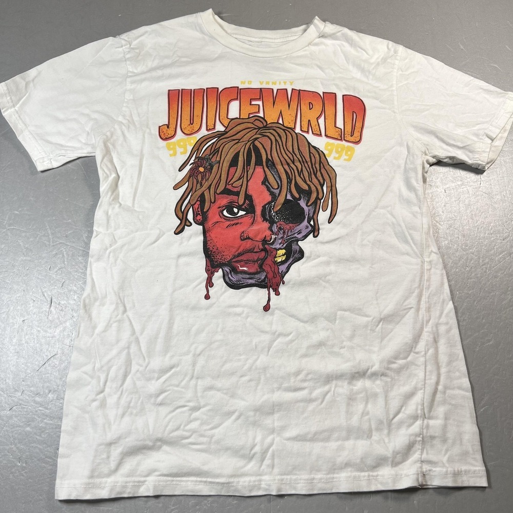 Juice WRLD Shirt Mens Medium White 999 No Vanity Graphic Rap‎ Hip Hop Tee
